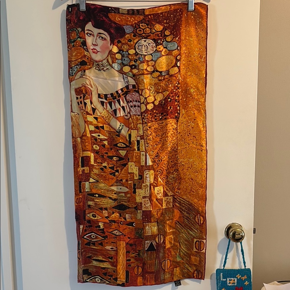 Klimt Orange and Gold Scarf